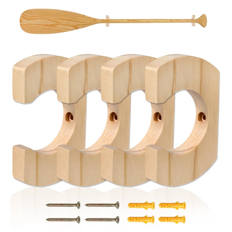 VITEAM Wooden Paddle Hold Hanger Paddle Racks Wall Storage Wall Decor Paddle hanger for Kayak, SUP, Canoe, Dragon Boat Paddles - Image 1